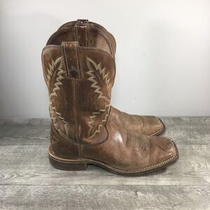 Tony Lama XT5104 Bowie Oak Brown Leather Cowboy Western Mens Square Toe Boots 10